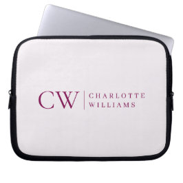 Monogram gepersonaliseerde roze Initialen laptopho Laptop Sleeve