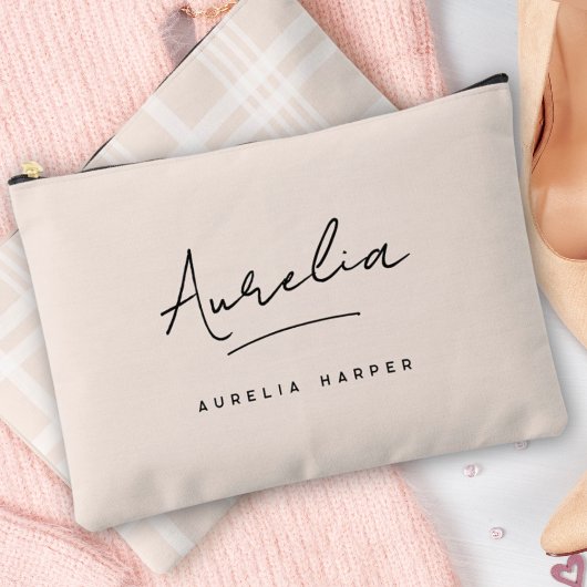 Monogram Gepersonaliseerde Roze Naam Handtekening Etui