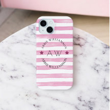 Monogram gepersonaliseerde roze strepen