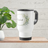 Monogram gepersonaliseerde salie groen botanisch reisbeker