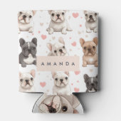 Monogram gepersonaliseerde Schattige Franse Bulldo Blikjeskoeler (Achterkant)