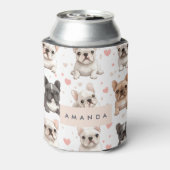 Monogram gepersonaliseerde Schattige Franse Bulldo Blikjeskoeler (Blikje Achterkant)