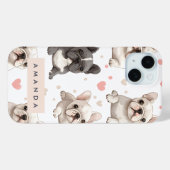 Monogram gepersonaliseerde Schattige Franse Bulldo Case-Mate iPhone Case (Achterkant (horizontaal))
