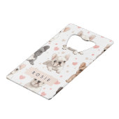 Monogram gepersonaliseerde Schattige Franse Bulldo Creditkaart Flessenopener (Voorkant Gekanteld)