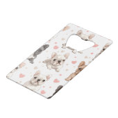 Monogram gepersonaliseerde Schattige Franse Bulldo Creditkaart Flessenopener (Achterkant Gekanteld)
