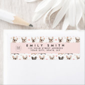 Monogram gepersonaliseerde Schattige Franse Bulldo Etiket (Insitu)