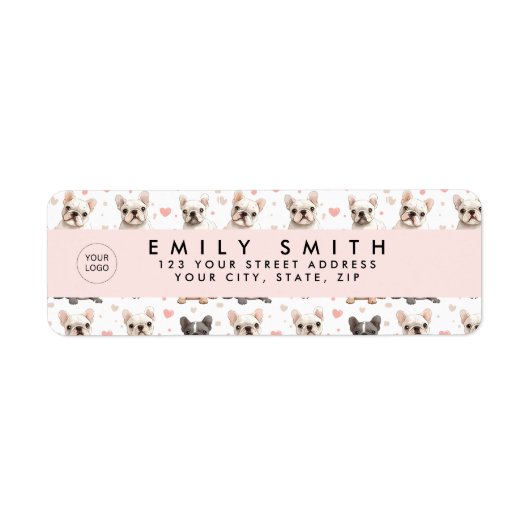 Monogram gepersonaliseerde Schattige Franse Bulldo Etiket (Voorkant)