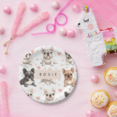 Monogram gepersonaliseerde Schattige Franse Bulldo Papieren Bordje (Feest)