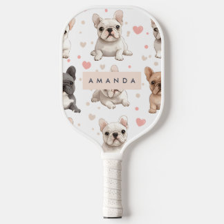 Monogram gepersonaliseerde Schattige Franse Bulldo Pickleball Paddle