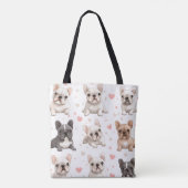 Monogram gepersonaliseerde Schattige Franse Bulldo Tote Bag (Achterkant)