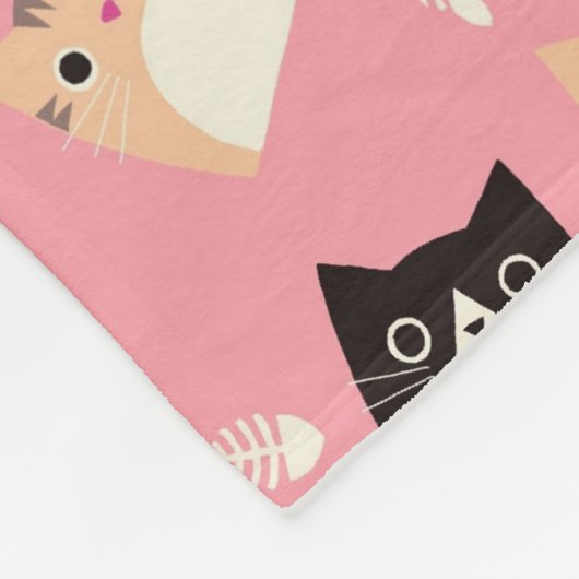 Monogram gepersonaliseerde schattige katten fleece deken (Hoek)