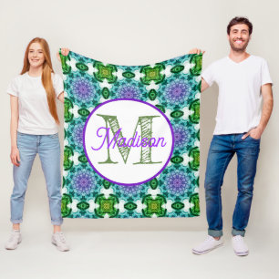 Monogram gepersonaliseerde schattige katten fleece deken