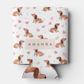 Monogram gepersonaliseerde Schattigee teckel hond Blikjeskoeler (Achterkant)