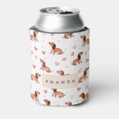 Monogram gepersonaliseerde Schattigee teckel hond Blikjeskoeler (Blikje Achterkant)