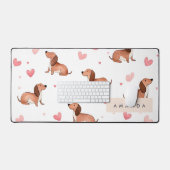 Monogram gepersonaliseerde Schattigee teckel hond Bureaumat (Keyboard & Muis)