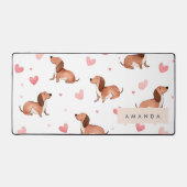 Monogram gepersonaliseerde Schattigee teckel hond Bureaumat (Voorkant)