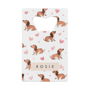Monogram gepersonaliseerde Schattigee teckel hond Creditkaart Flessenopener