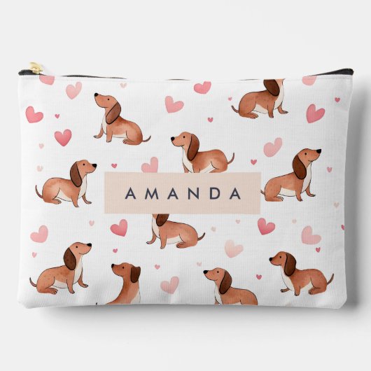 Monogram gepersonaliseerde Schattigee teckel hond Etui (Voorkant)