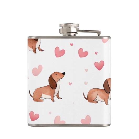 Monogram gepersonaliseerde Schattigee teckel hond Heupfles (Achterkant)