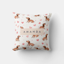 Monogram gepersonaliseerde Schattigee teckel hond Kussen