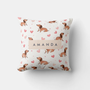 Monogram gepersonaliseerde Schattigee teckel hond Kussen