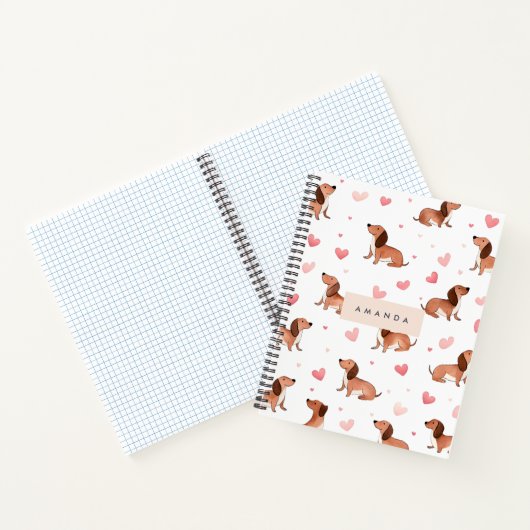 Monogram gepersonaliseerde Schattigee teckel hond Notitieboek (Binnen)