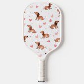 Monogram gepersonaliseerde Schattigee teckel hond Pickleball Paddle (Achterkant)
