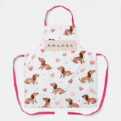 Monogram gepersonaliseerde Schattigee teckel hond Schort (Voorkant)