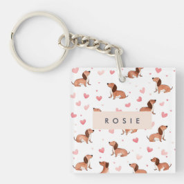 Monogram gepersonaliseerde Schattigee teckel hond Sleutelhanger