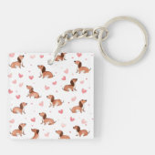 Monogram gepersonaliseerde Schattigee teckel hond Sleutelhanger (Achterkant)