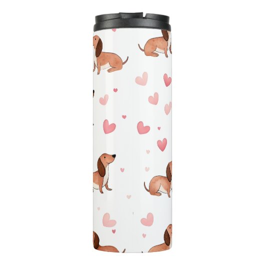 Monogram gepersonaliseerde Schattigee teckel hond Thermosbeker (Achterkant)