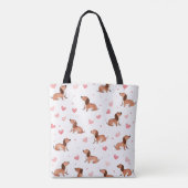 Monogram gepersonaliseerde Schattigee teckel hond Tote Bag (Achterkant)