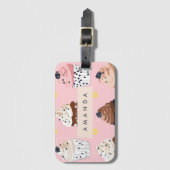 Monogram gepersonaliseerde Schattigee zoete cupcak Bagagelabel (Voorkant (verticaal))