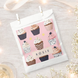Monogram gepersonaliseerde Schattigee zoete cupcak Bedankzakje
