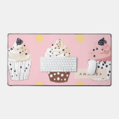 Monogram gepersonaliseerde Schattigee zoete cupcak Bureaumat (Keyboard & Muis)