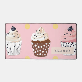 Monogram gepersonaliseerde Schattigee zoete cupcak Bureaumat