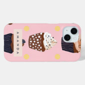 Monogram gepersonaliseerde Schattigee zoete cupcak Case-Mate iPhone Case (Achterkant (horizontaal))