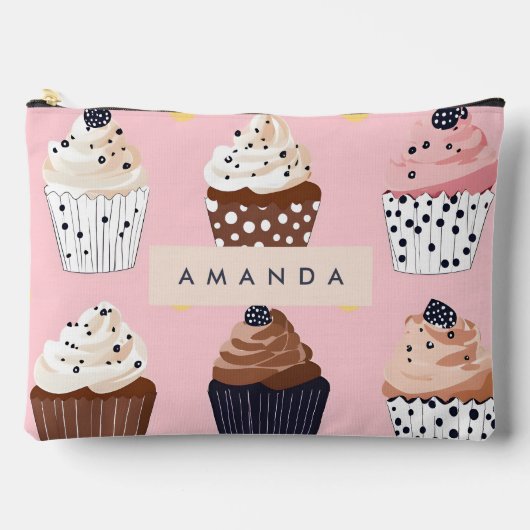 Monogram gepersonaliseerde Schattigee zoete cupcak Etui (Voorkant)