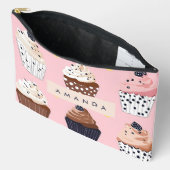Monogram gepersonaliseerde Schattigee zoete cupcak Etui (Open)
