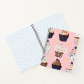 Monogram gepersonaliseerde Schattigee zoete cupcak Notitieboek (Binnen)