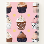 Monogram gepersonaliseerde Schattigee zoete cupcak Notitieboek (Achterkant)