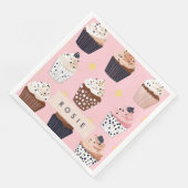 Monogram gepersonaliseerde Schattigee zoete cupcak Servet (Hoek)