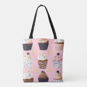 Monogram gepersonaliseerde Schattigee zoete cupcak Tote Bag (Achterkant)