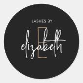 Monogram Gepersonaliseerde Schoonheidszaken Ronde Sticker (Voorkant)