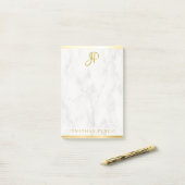 Monogram Gepersonaliseerde Sjabloon Witte marmer G Post-it® Notes (Op bureau)
