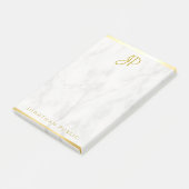 Monogram Gepersonaliseerde Sjabloon Witte marmer G Post-it® Notes (Schuin)