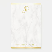 Monogram Gepersonaliseerde Sjabloon Witte marmer G Post-it® Notes (Voorkant)