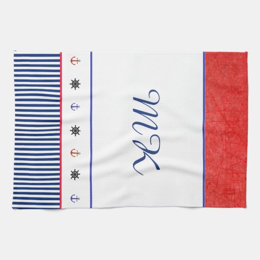 Monogram gepersonaliseerde strandhuis handdoek (Horizontaal)