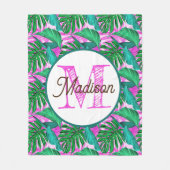 Monogram gepersonaliseerde tropische fleece deken (Voorkant)