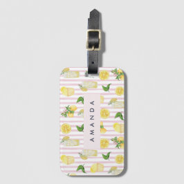 Monogram gepersonaliseerde Waterverf citroenen lim Bagagelabel